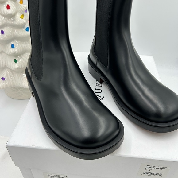 Men\'s Alexander, McQueen trunk Chelsea boots in black calf  leather size 45.5 main image 7